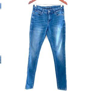 Women's Zara Z1975 Denim Low Rise Light Wash Distressed Skinny Jeans Size 4